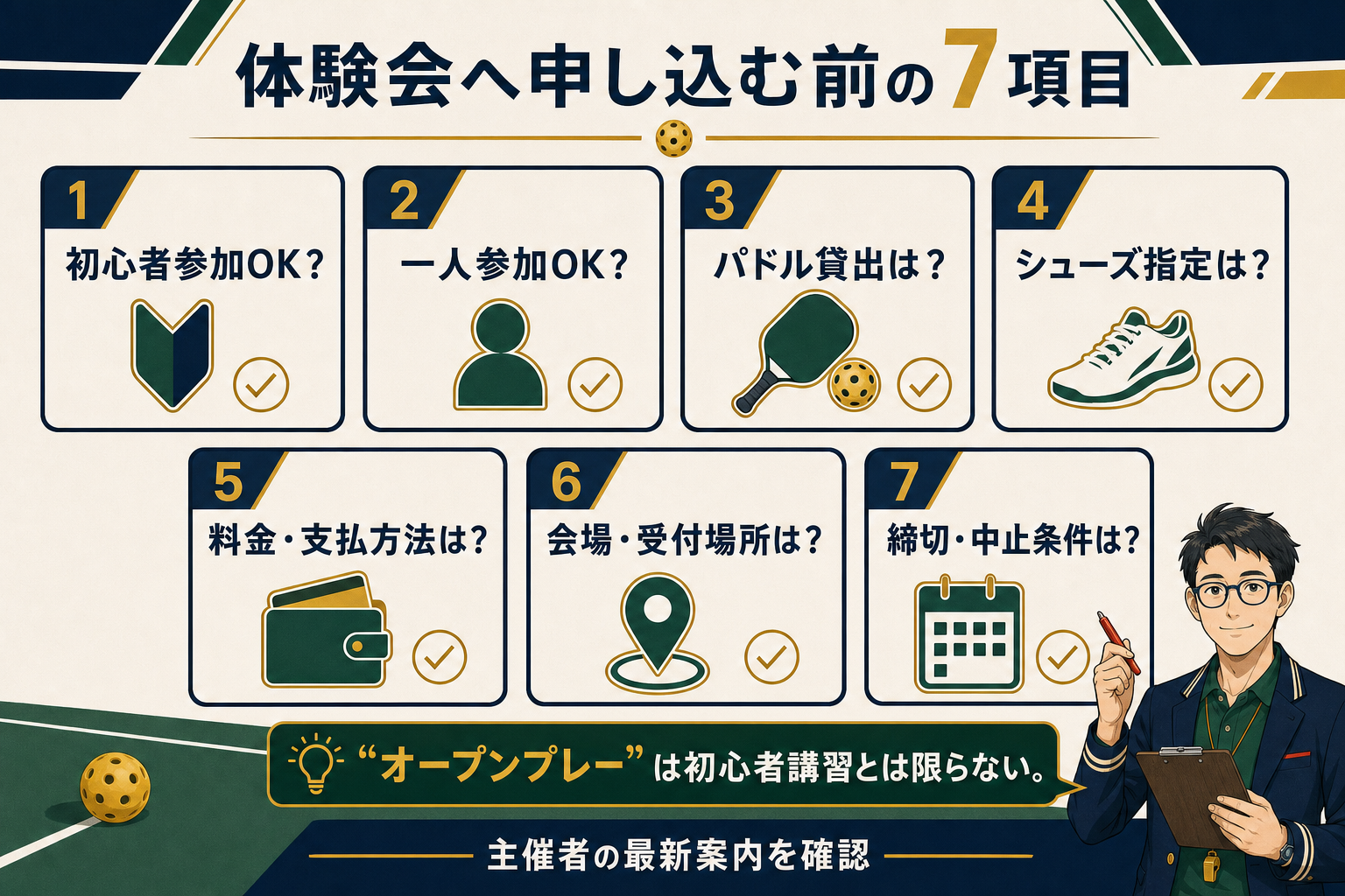 ピックルボール体験会へ申し込む前に確認する7項目