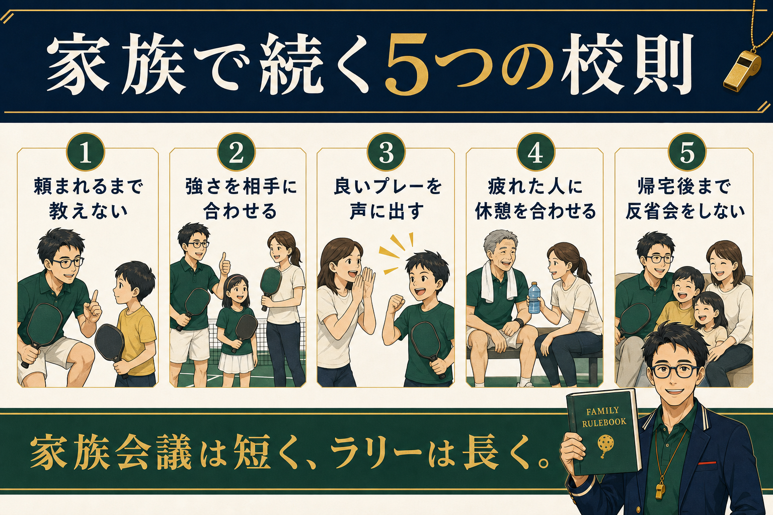 家族や夫婦でピックルボールを楽しむための5つのルール