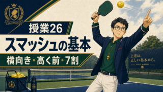 ピックルボールのスマッシュ基本｜安全な足運びと狙い方のアイキャッチ