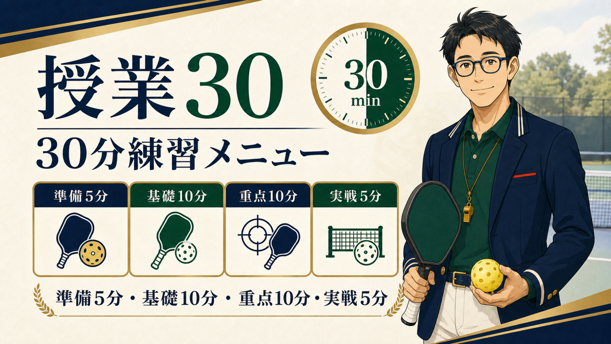 ピックルボールの30分練習メニュー｜初心者が一人でも伸びるプログラムのアイキャッチ
