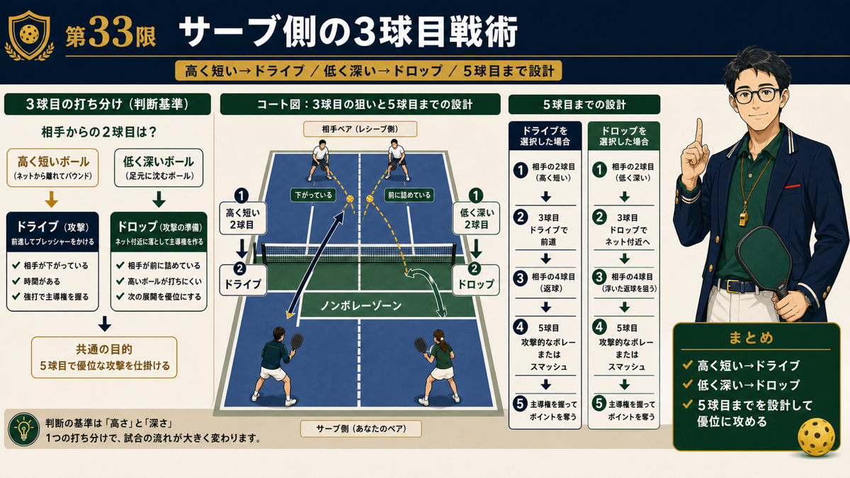 3球目のドロップとドライブの判断フロー