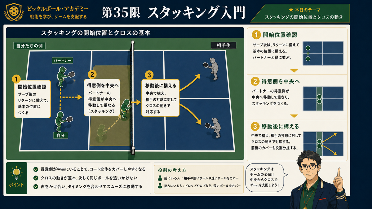 スタッキングの開始位置と移動ルート図