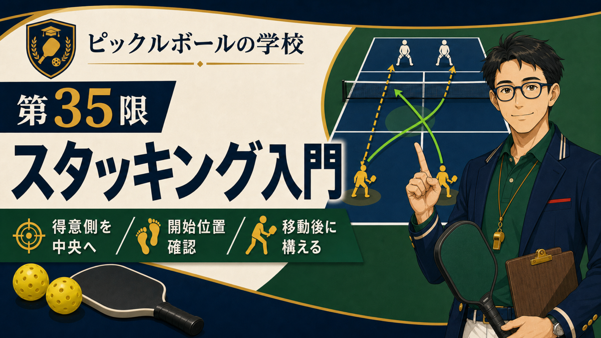 ピックルボールのスタッキング入門｜立ち位置と移動をやさしく図解のアイキャッチ