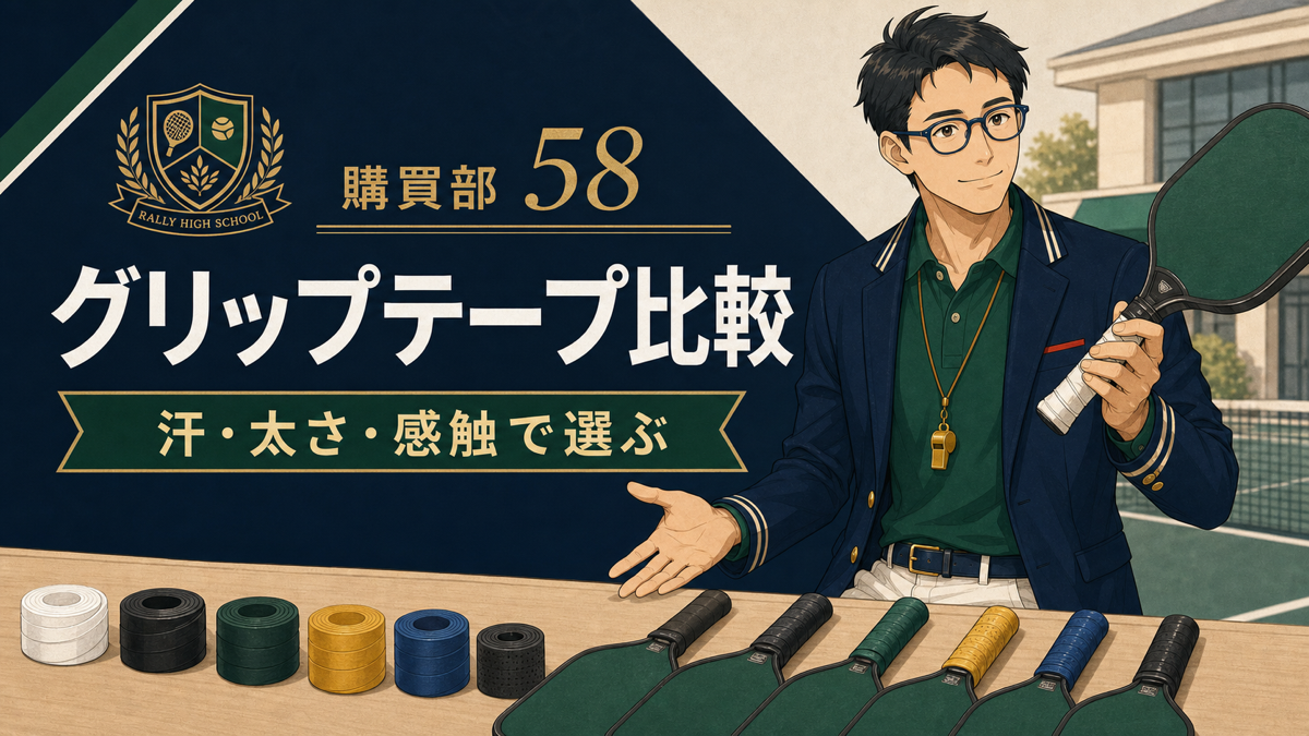 【2026年版】ピックルボール用グリップテープ比較|汗・粘着・太さの選び方のアイキャッチ